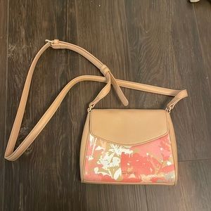 Vera Bradley tan and pink crossbody purse. Good condition.